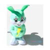 animalut-fidget-verde-care-merge-lateral Animăluțe Fidget care merg, iepuraș mecanic verde mentă cu morcov galben, văzut din față, cu umbră pe fundal alb