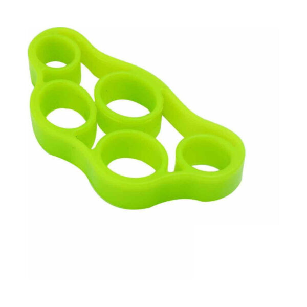 banda-din-silicon-pentru-degete-verde Bandă din silicon pentru degete, verde-lime cu cinci inele pentru degete, pe fundal alb