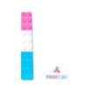 Benzi Fidget Squidopops XL, bandă Fidget verticală cu bloc roz sus, alb la mijloc și bleu jos, pe partea cu ventuze