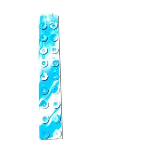 Benzi Fidget Squidopops XL, bandă Fidget verticală marmorată albastru cu alb, fotografiată pe partea cu ventuze
