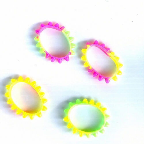 Brățări luminoase Fidget, patru brățări fidget cu țepi, în combinații roz-verde, roz-galben, galben și verde-galben