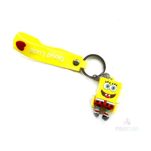 breloc-spongebob-mr-krabs-3 Brelocuri SpongeBob, cu figurina SpongeBob și baretă galbenă cu textul Good Luck, pe fundal alb