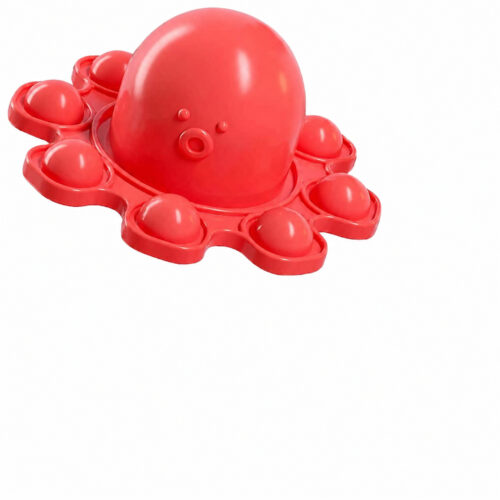 Caracatiță Pop It roșu, roșie pe fundal alb, cu sigla FIDGET.BG