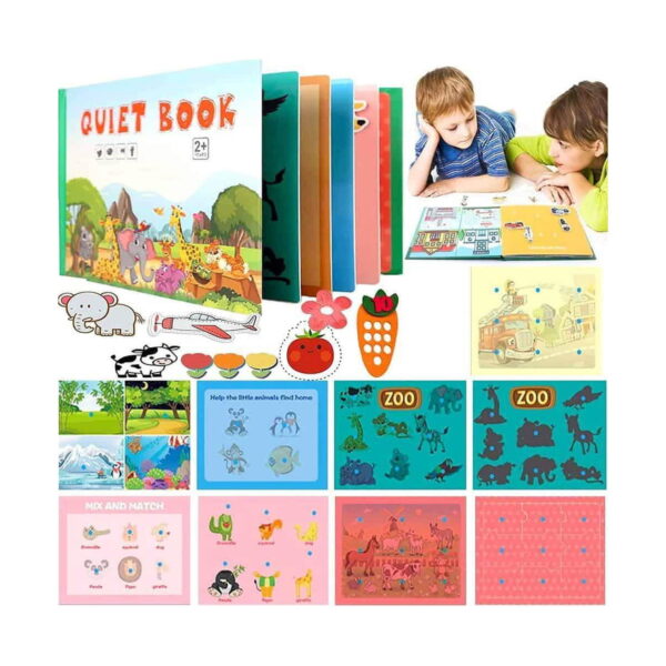 Carte educativă Montessori animale, coperta cărții, pagini tematice de activități