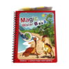 carte-magica-de-colorat-cu-apa-dinozauri Carte magică de colorat cu apă, cu apă, copertă roșie cu doi dinozauri, cu spirală neagră
