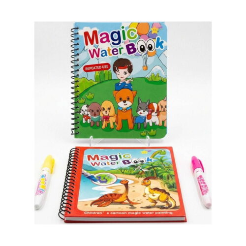 Cărți de colorat Dino și cățelușii Paw Patrol, două cărți spiralate Magic Water Book