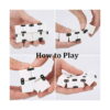 Cub Infinity, grafic How to Play cu patru cadre în care mâini pliază cubul Infinity negru cu alb