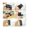 Cub Infinity, colaj din șase cadre cu mâini care pliază un cub Infinity negru cu alb