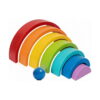 curcubeu-montessori-din-lemn-lateral Curcubeu Montessori din lemn, șapte arcade din lemn colorate, dispuse decalat și oblic, cu o bilă albastră în față