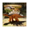 dinozaur-interactiv-luminos-dino-maro-ambalaj-continut Dinozaur interactiv luminos Dino, tip stegozaur portocaliu-maro cu plăci dorsale translucide, fotografiat în iarbă