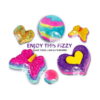 experimente-stem-3-in-1 Experimente STEM, grafic ENJOY THIS FIZZY cu cinci bombe de baie colorate în formă de inimă, fluture și bilă