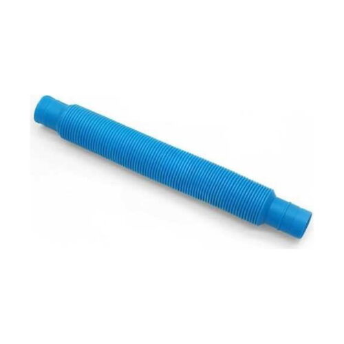 Fidget Pop Tubes albastru, un singur tub fidget albastru, ușor extins, pe fundal alb