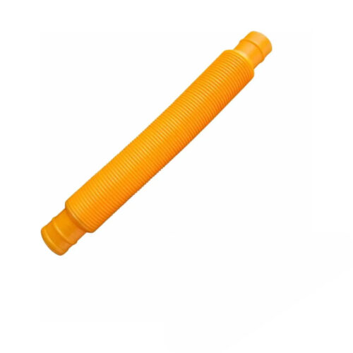Fidget Pop Tubes portocaliu L, fidget portocaliu, striat, cu capete telescopice, pe fundal alb
