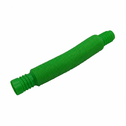 Fidget Pop Tubes verde, fidget verde, striat, cu capete telescopice, pe fundal alb