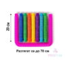 Fidget Pop Tubes XL, grafic cu dimensiuni: tuburi colorate strânse, marcaj 20 cm și textul că se întind până la 70 cm