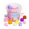 Găletușă Surpriză Fidget, transparentă cu etichetă Squishies, plină cu jucării mochi squishy în formă de animale
