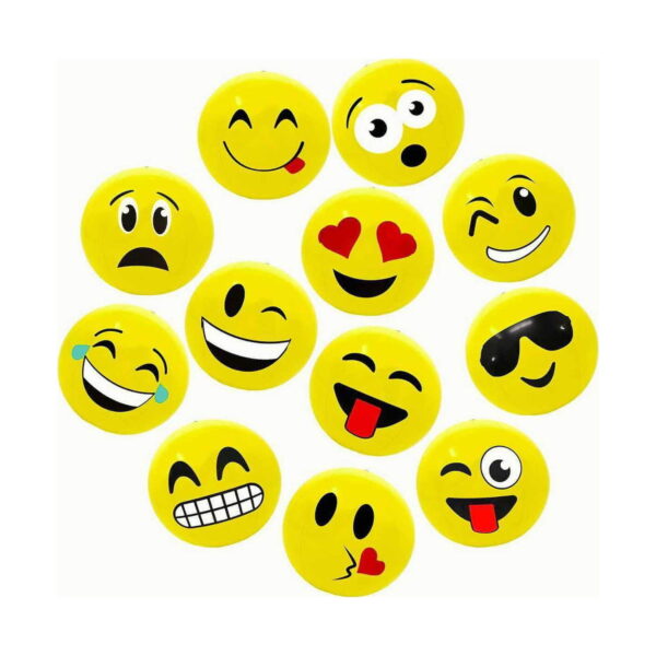 inel-squishy-emoji-3 Inel squishy Emoji, douăsprezece fețe emoji galbene cu expresii diferite, dispuse în grup circular
