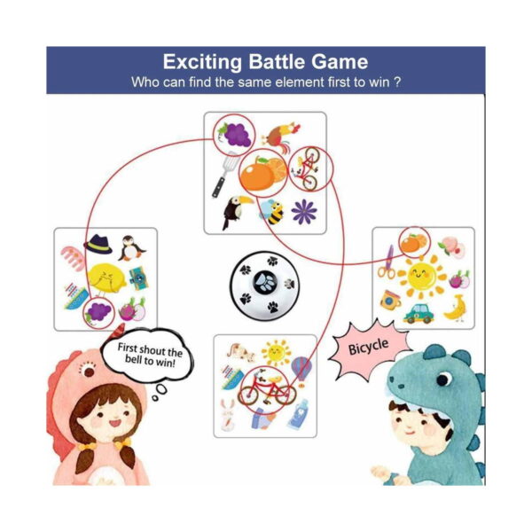 Joc de cărți Crazy Flip, grafic explicativ Exciting Battle Game, cu patru cărți ilustrate