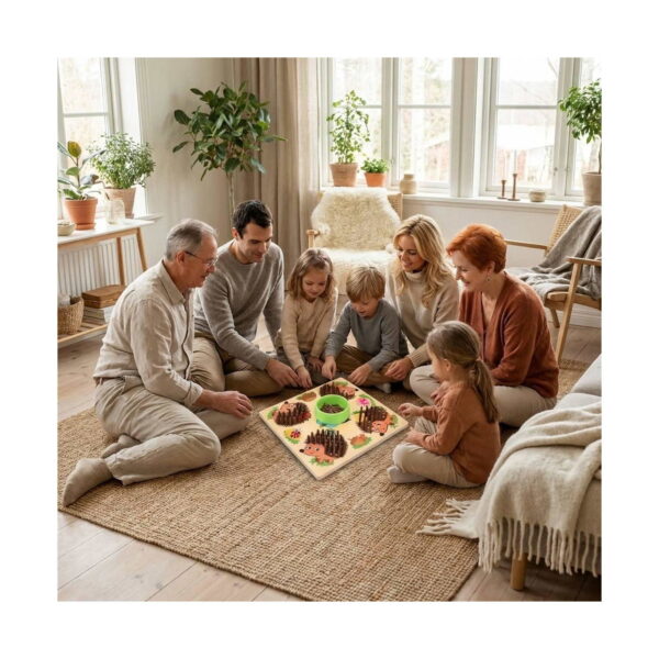 joc-educativ-aventura-cu-aricii-utilizare-3 Joc educativ Aventura cu aricii, o familie de trei generații, bunic, doi părinți și trei copii