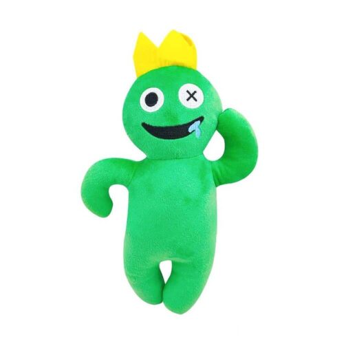 jucarie-de-plus-rainbow-friends-30-cm-verde Jucărie de pluș Rainbow Friends, verde din Rainbow Friends, cu coroniță galbenă, un ochi rotund și unul în formă de X