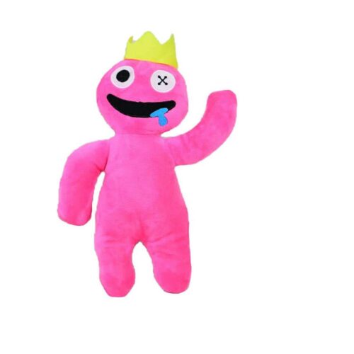 Jucărie de pluș Rainbow Friends, roz-fucsia din Rainbow Friends, cu coroniță galben-verzuie