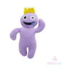 Jucărie de pluș Rainbow Friends, lila cu coroană galbenă, un ochi marcat cu X și brațul ridicat
