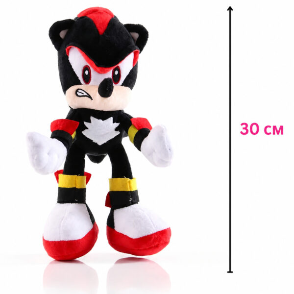 Jucărie de pluș Sonic, shadow cu o săgeată verticală și marcajul 30 scris cu caractere chirilice