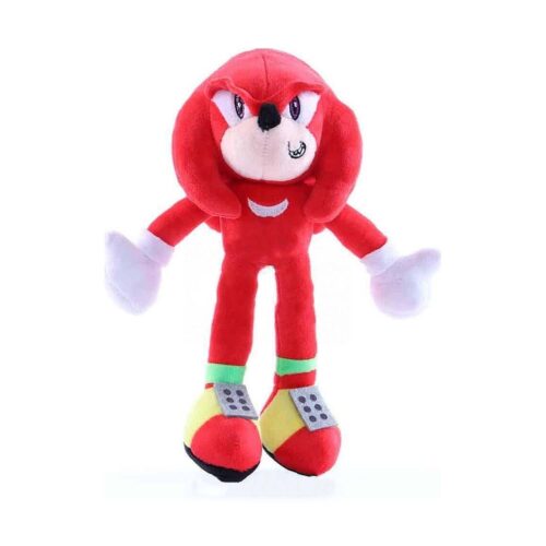 Jucărie de pluș Sonic, knuckles din Sonic: personaj roșu cu mănuși albe, bot bej și pantofi roșii cu gri și verde