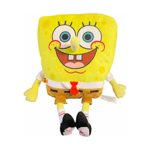 Jucărie de pluș SpongeBob, SpongeBob: burete galben pătrat cu cămașă albă, cravată roșie, pantaloni maro și pantofi negri