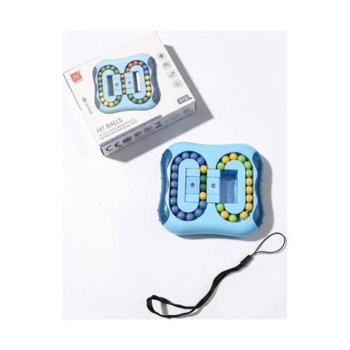 jucarie-interactiva-copii-fidget-iq-balls-albastra-ambalaj-continut Jucărie interactivă copii, pătrată albastră cu două trasee în formă de opt și bile colorate