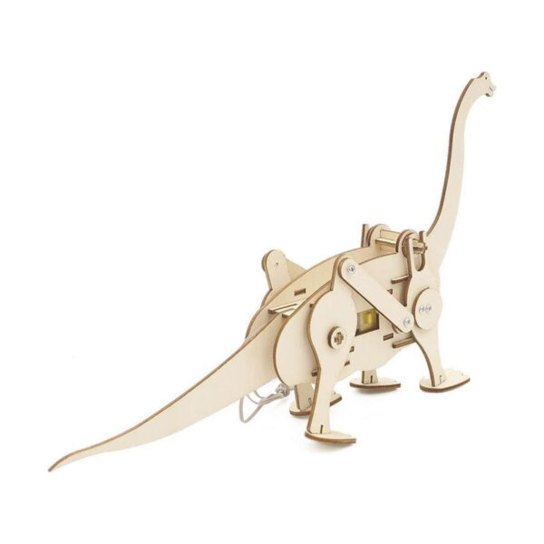 kit-stem-brachiosaurus-din-lemn-model-asamblat-3 Kit STEM Brachiosaurus din lemn, dinozaurul din lemn văzut oblic din spate, cu coada lungă