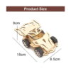 kit-stem-carucior-din-lemn-dimensiuni Kit STEM Cărucior din lemn, grafic product size cu mașinuța cotată 9 cm înălțime, 15 cm lungime și 6,5 cm lățime