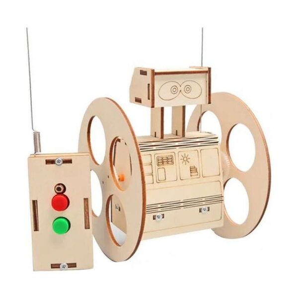 kit-stem-inventii-pentru-copii-detaliu-4 Kit STEM Invenții pentru copii, robotul din lemn cu două roți mari decupate, cap dreptunghiular cu ochi, două antene
