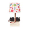 kit-stem-lampa-de-construit-2 Kit STEM Lampă de construit, din lemn cu abajur cu buline, fotografiată din alt unghi pe fundal alb