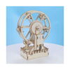 kit-stem-roata-ferris-model-asamblat-2 Kit STEM Roată Ferris, panoramică asamblată văzută din spate, cu roata dințată mare și motorul vizibile, pe fundal albastru