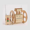 kit-stem-robot-din-lemn-continut Kit STEM Robot din lemn, robotul nevopsit din placaj, cu corp dreptunghiular, două roți mari și antenă