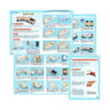 kit-stem-tren-din-lemn-instructiuni Kit STEM Tren din lemn, foi de instrucțiuni bleu, suprapuse, cu fotografii ale pașilor de asamblare și text explicativ
