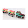kit-stem-tren-din-lemn-model-asamblat-3 Kit STEM Tren din lemn, trenul vopsit: locomotivă turcoaz cu o plăcuță roșie cu textul Huatai