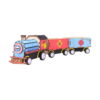 kit-stem-tren-din-lemn-model-asamblat-4 Kit STEM Tren din lemn, trenul vopsit în stil ilustrativ: locomotivă albastră cu stea în față