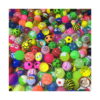 Mingi din cauciuc săltărețe, grămadă mare de mingi săltărețe colorate, cu emoticoane, stele, pepene și fețe desenate