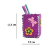 penar-diy-pentru-copii-mov-dimensiuni Penar DIY pentru copii, suportul mov cu fluture și flori, cu cotele 10,5 cm înălțime și 7,5 cm lățime