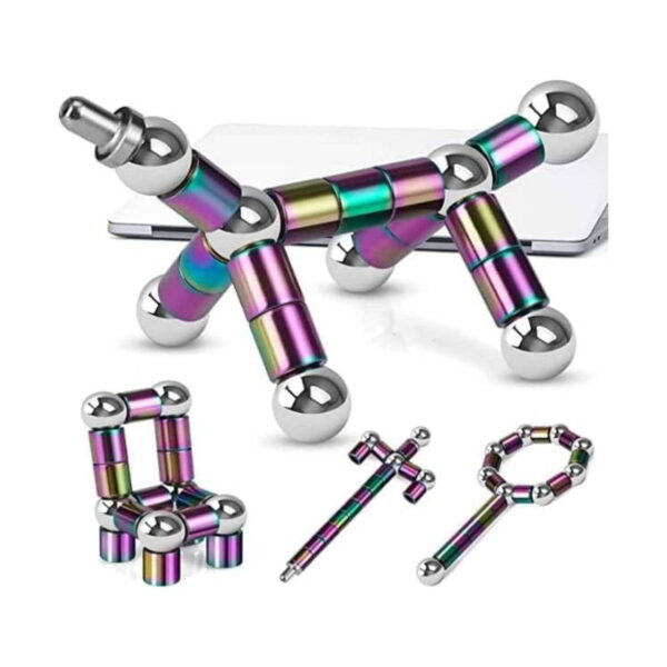 pix-magnetic-fidget-auriu-si-roz-utilizare-5 Pix magnetic fidget, piese magnetice irizate asamblate în formă de animal cu patru picioare, scaun
