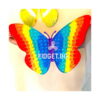 Pop It Fluture Maxi, fluturele Pop It ținut vertical de o persoană, cu aripi curcubeu și corp mov, pe fundal deschis