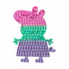 Pop It Peppa Pig, jucărie Pop It în formă de purceluș întreg: cap roz, bluză verde și fustă mov, pe fundal alb