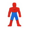 Pop It Spider-Man, mare în formă de siluetă Spider-Man, cu corp roșu, pantaloni albaștri, mască și emblemă de păianjen