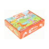 puzzle-dinozauri-ambalaj Puzzle dinozauri, cutia portocalie 6 in 1 Big Puzzle închisă, văzută oblic, cu ilustrație cu dinozauri