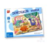 Puzzle distractiv dinozaur, fața cutiei Dinosaur Puzzle cu ilustrație de dinozauri, marcaje Ages 3+ și 48 PCS
