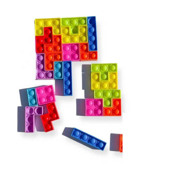 puzzle-distractiv-zi-de-nastere Puzzle distractiv Zi de naștere, piese de puzzle Pop It din silicon, în formă de tetris, în culori vii