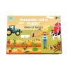 Puzzle, vedere frontală a cutiei Magnetic Farm Puzzle, Grow Up Happily, cu tractor, fermier, cal, vacă, oi și legume