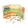 Puzzle, planșa pliantă deschisă în trei părți, cu tractor, câine, dovleac și hambar